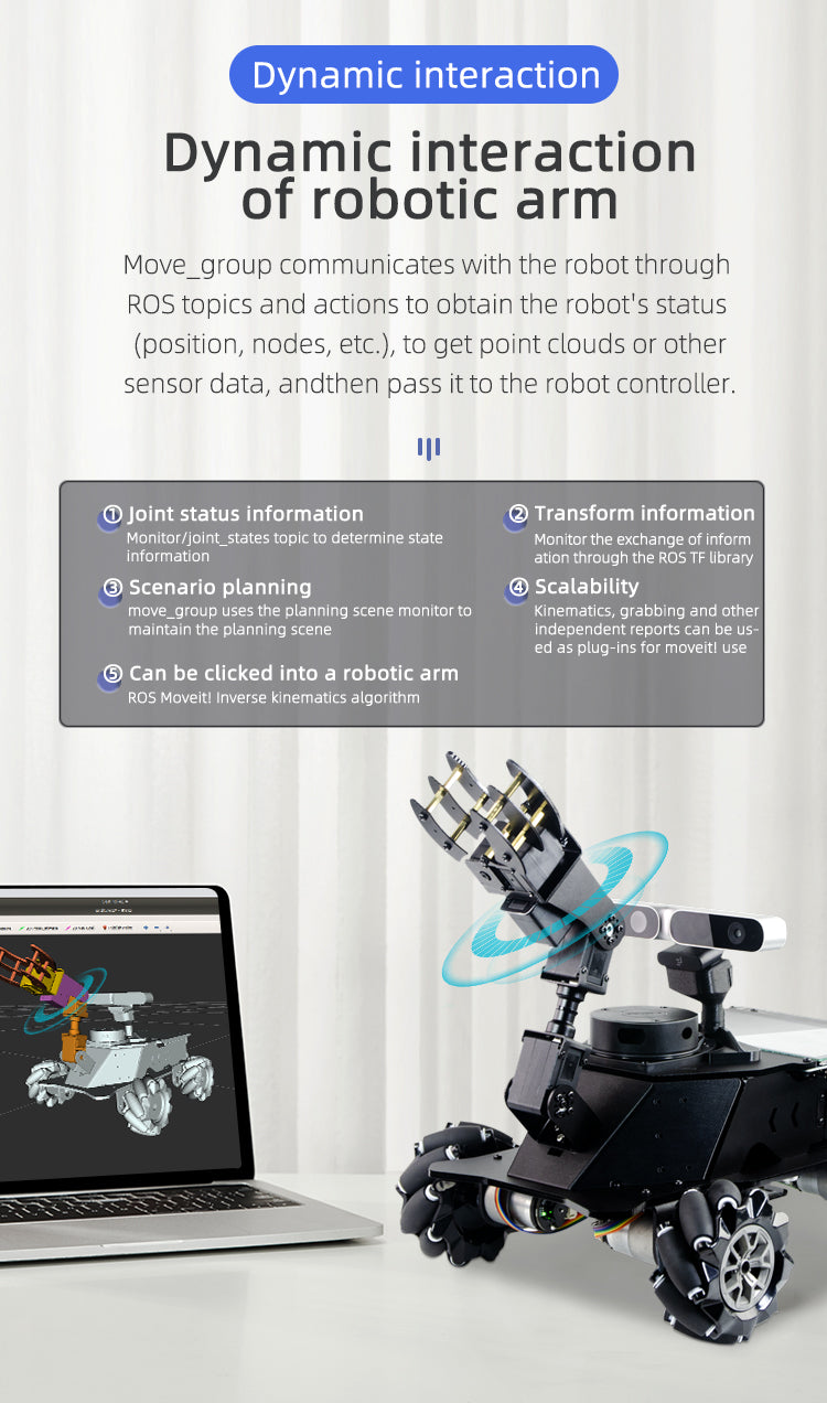 Jetson Nano ROS Mecanum Wheel Robot Car with Moveit Robot Arm and Lidar Mapping Navigation