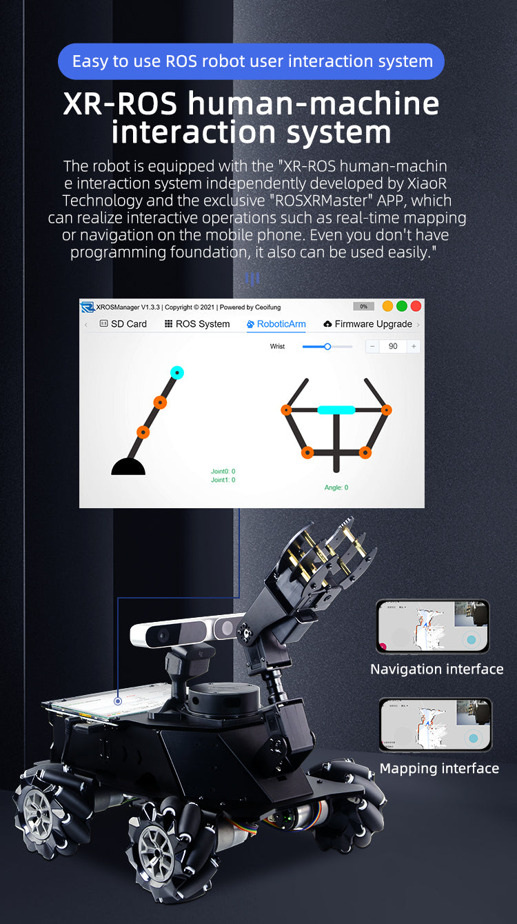 Jetson Nano ROS Mecanum Wheel Robot Car with Moveit Robot Arm and Lidar Mapping Navigation