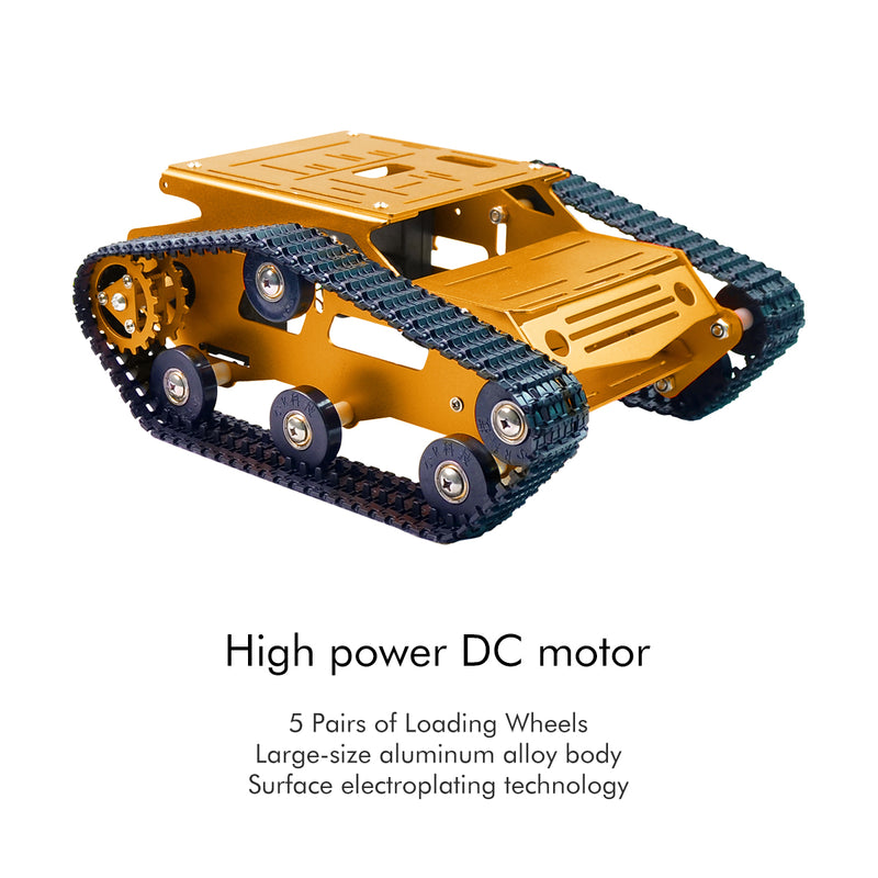 Get started in robotics with our versatile Aluminium Tank robot base platform