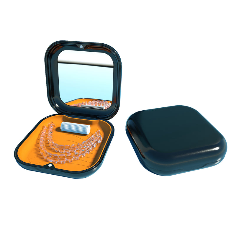 Newest denture box with mirror Invisible Storage Box Plastic Orthodontic Aligner Retainer case Aligner Dental Denture Box