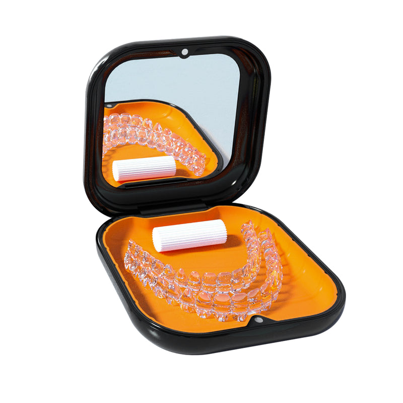 Newest denture box with mirror Invisible Storage Box Plastic Orthodontic Aligner Retainer case Aligner Dental Denture Box