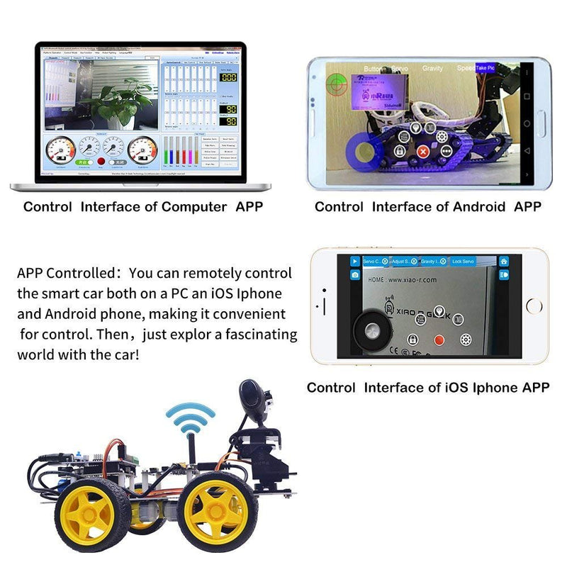 WiFi-Bluetooth Dual Control Video Smart Robot Car Kit Raspberry Pi 4B 4G board