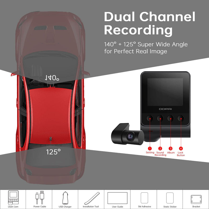 DDPAI Z40 Dash Cam Dual Car Camera Recorder Sony IMX335 1944P HD Video GPS Tracking 360 Rotation Wifi DVR 24H Parking Protector