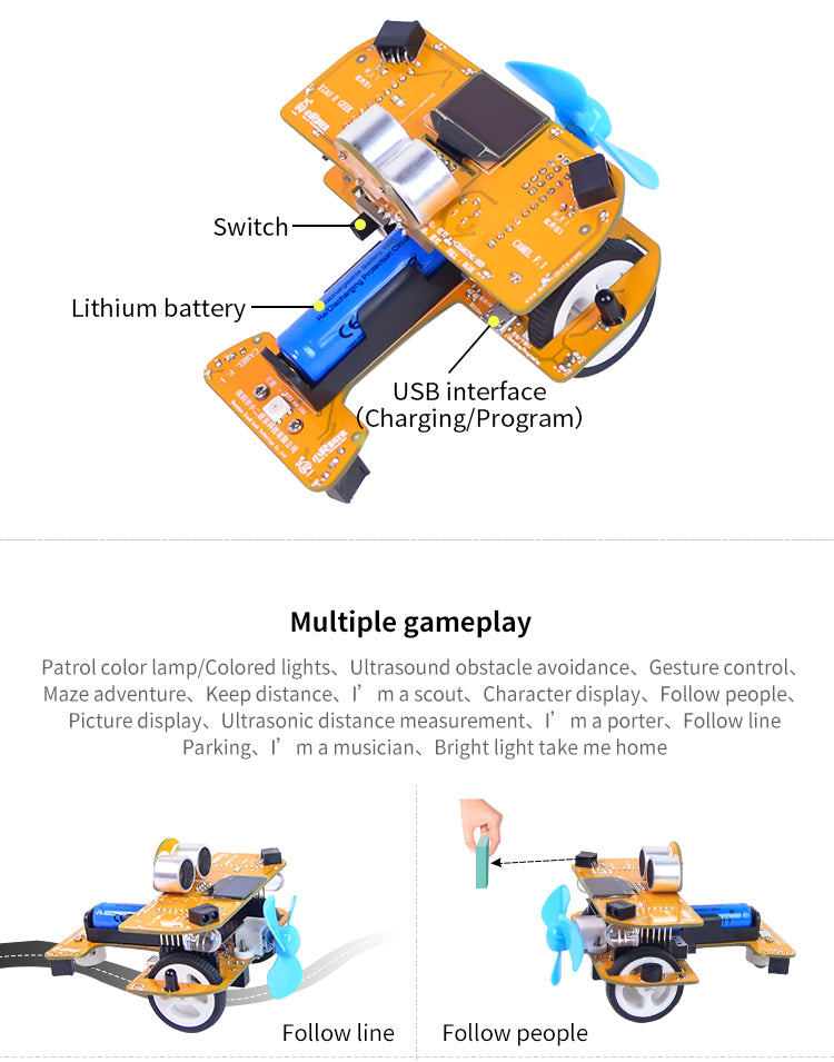 CAMEL F.1 Mixly, Scratch Programmable WiFi Robot Arduino STEAM Education for Kids Students