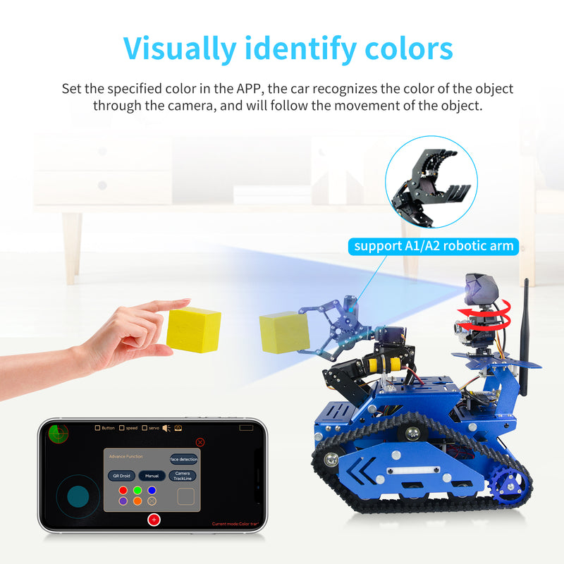 Multi-functional WiFi/Bluetooth Controlled Robot Car with Ultrasonic Maze Walking, Infrared Anti-drop, and Robotic Arm