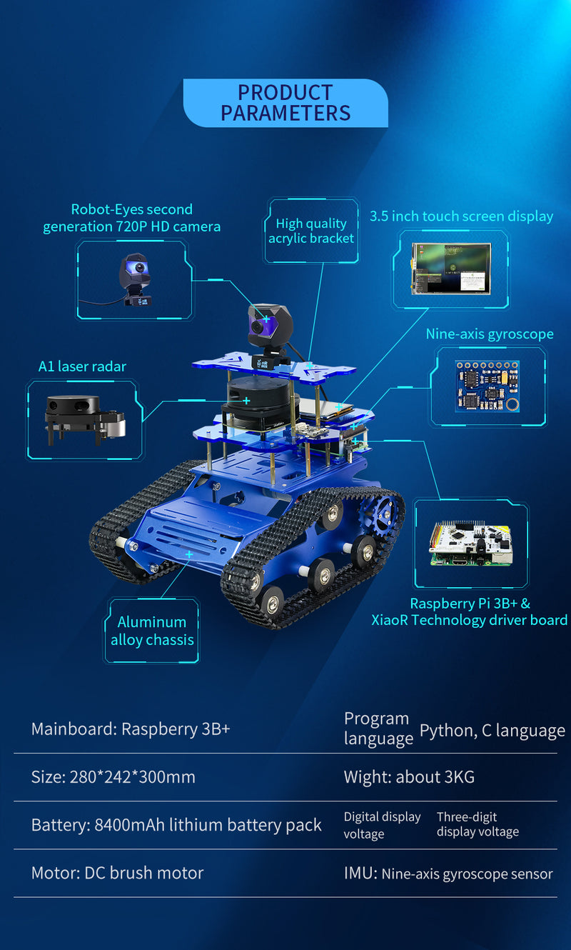 AI Robot Car with SLAM Laser Radar and Real-Time Path Planning with Raspberry Pi