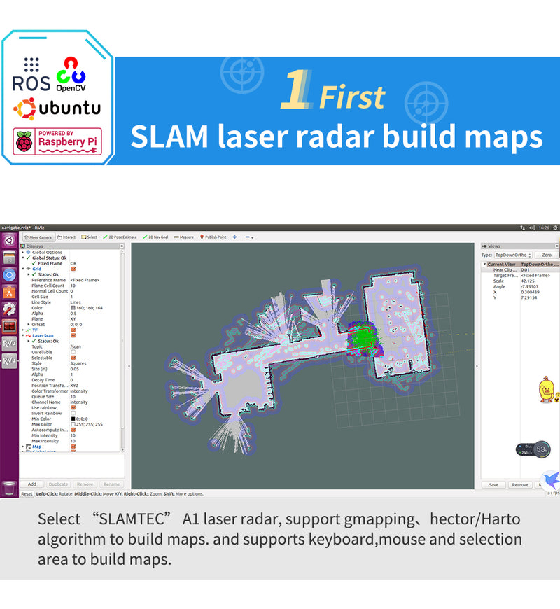 AI Robot Car with SLAM Laser Radar and Real-Time Path Planning with Raspberry Pi