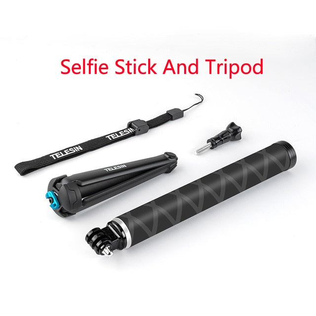 TELESIN 35inch Carbon Fiber Lightest Selfie Stick + Aluminium Alloy Tripod For GoPro Hero 5 6 7 8 9 For Osmo Action Accessories