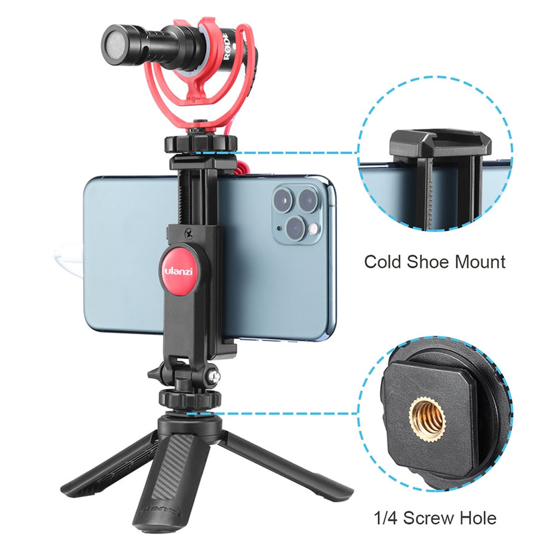 Ulanzi ST-06 Camera Hot Shoe Phone Tripod Mount 360 Rotation Cold Shoe Monitor Phone DSLR Mount Adapter for Gimbal Mic LED Light