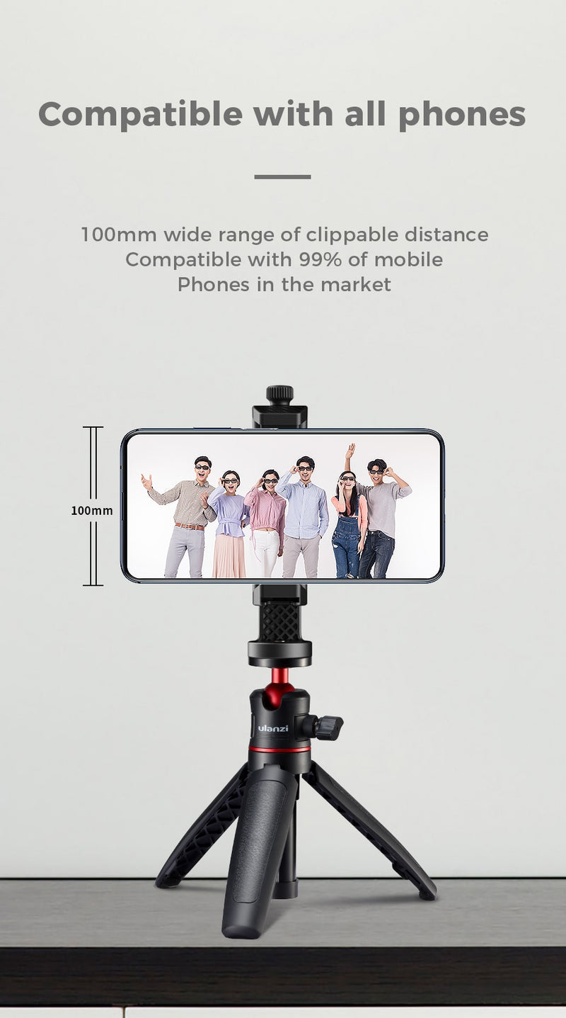 Ulanzi Portable Mini Phone Tripod w 1/4 Ballhead for Camera Phone Tripod Mount for iPhone Zhiyun Smooth 4 DJI OSMO Feiyu Vimbal