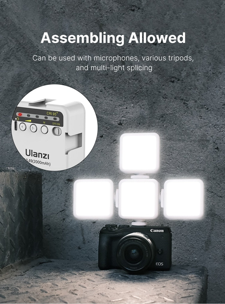 Ulanzi Mini Portable LED Video Light Triple Cold Shoe Rechargeable Vlog Fill Light Photography Lighting Tripod Kit CRI95+