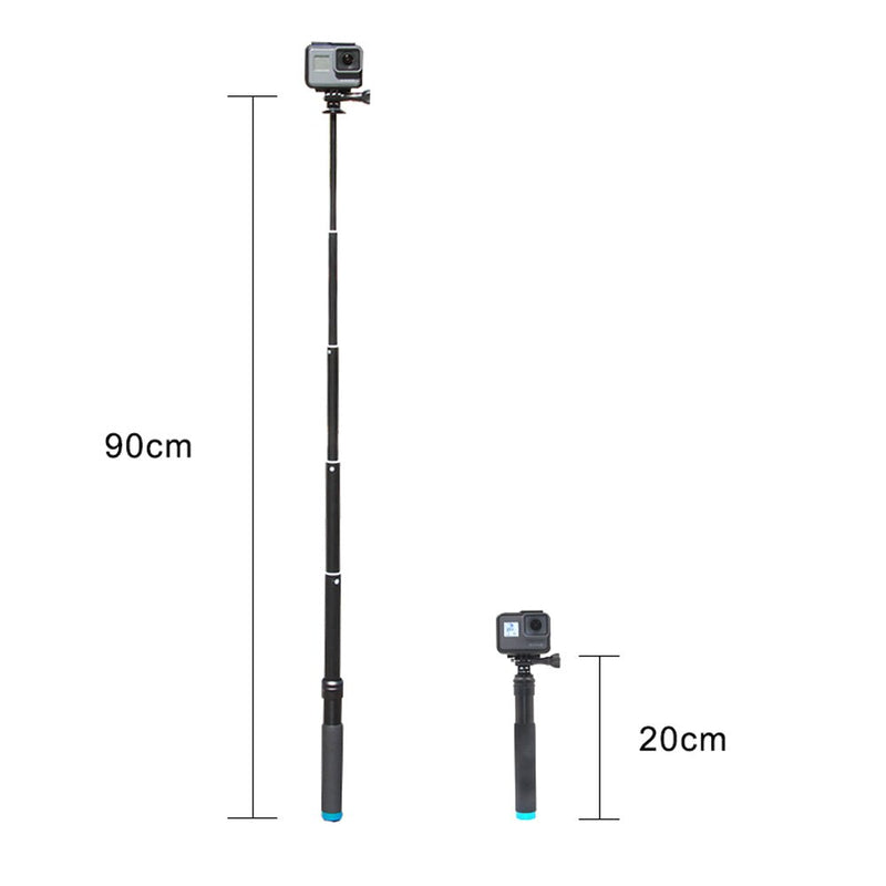 TELESIN Aluminum Alloy Extendable Handheld Selfie Stick Telescoping Pole for GoPro Hero 9 8 7 6 5 OSMO Action Xiaoyi SJCAM Eken