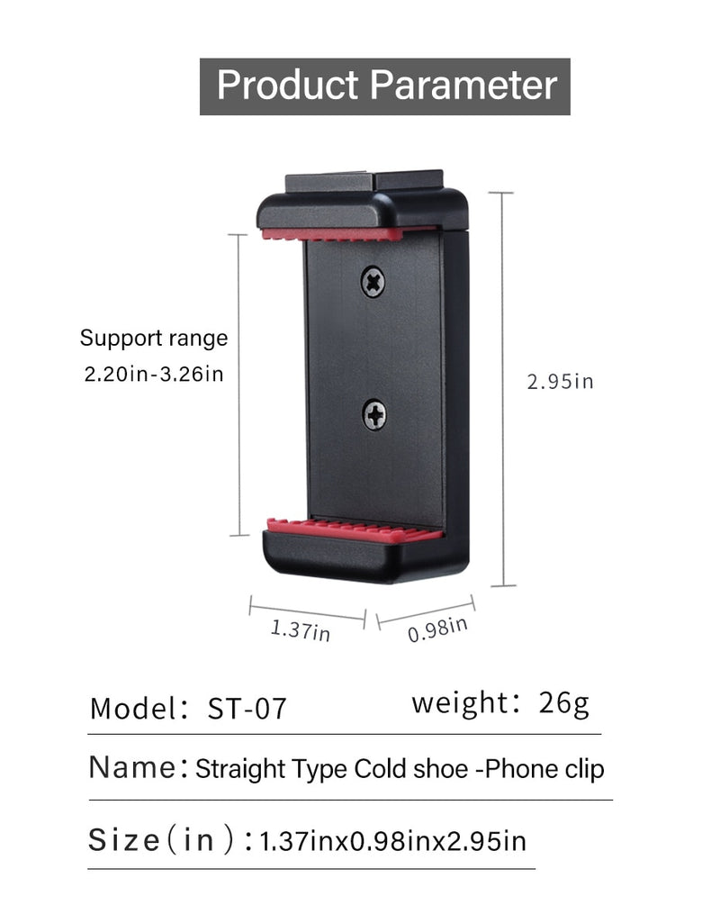 Ulanzi ST-07 Cold Shoe Phone Mount Holder Extend Cold Shoe for Vlog Microphone LED Light Vlog Tripod Phone Mount