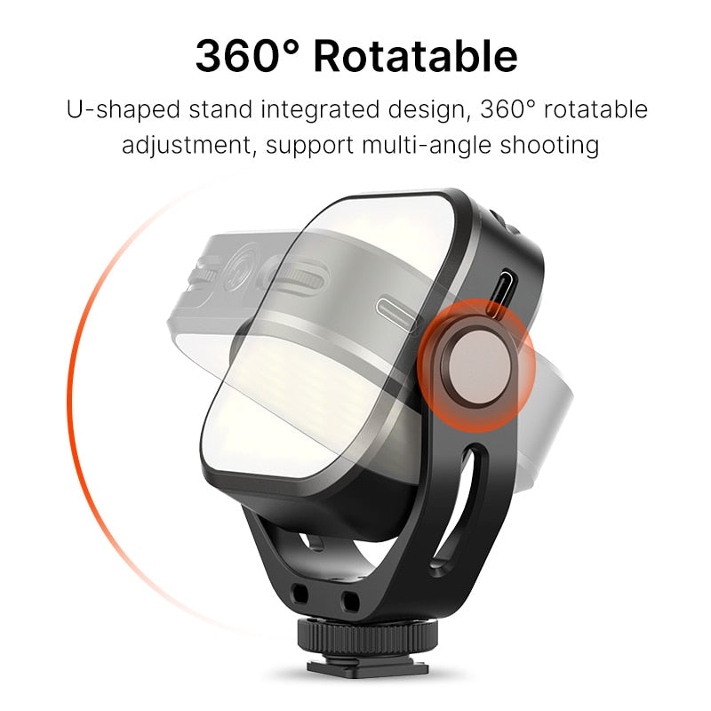 Ulanzi Vijim VL66 Adjustable LED Video Light with 360 Rotation Mount Bracket Rechargable DSLR SLR Mobile Portable Fill Light