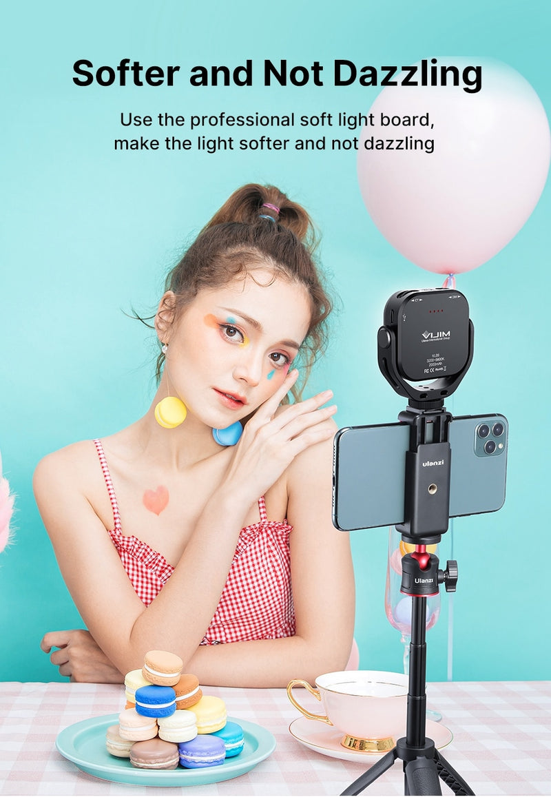 Ulanzi Vijim VL66 Adjustable LED Video Light with 360 Rotation Mount Bracket Rechargable DSLR SLR Mobile Portable Fill Light