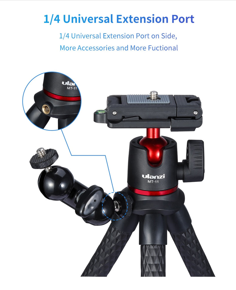 Ulanzi MT-11Flexible Octopus Tripod Smartphone DSLR SLR Vlog Tripod Travel Portable 2 in 1 Tripod Extend 1/4 Screw for Magic Arm