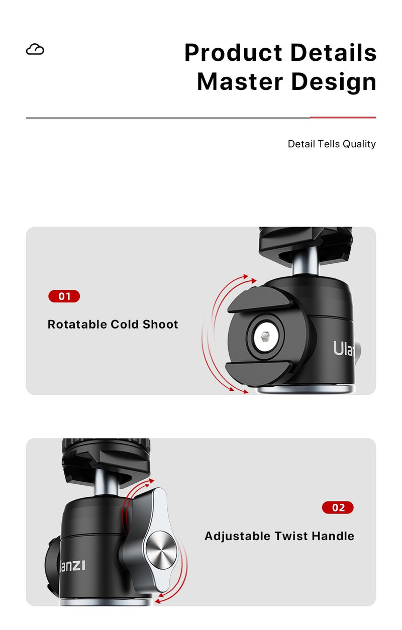 Ulanzi U-Vlog lite Extendable Dual Cold Shoe Ball Head Tripod for smartphone Sony Canon Nikon DSLR Camera Mic Light Accessories