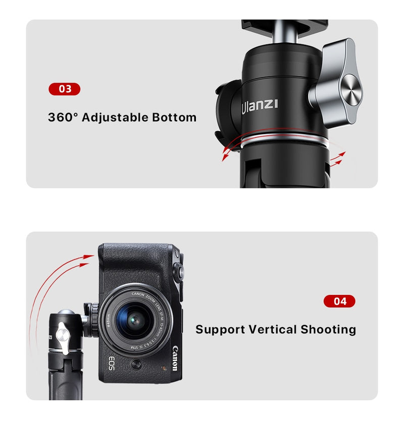 Ulanzi U-Vlog lite Extendable Dual Cold Shoe Ball Head Tripod for smartphone Sony Canon Nikon DSLR Camera Mic Light Accessories