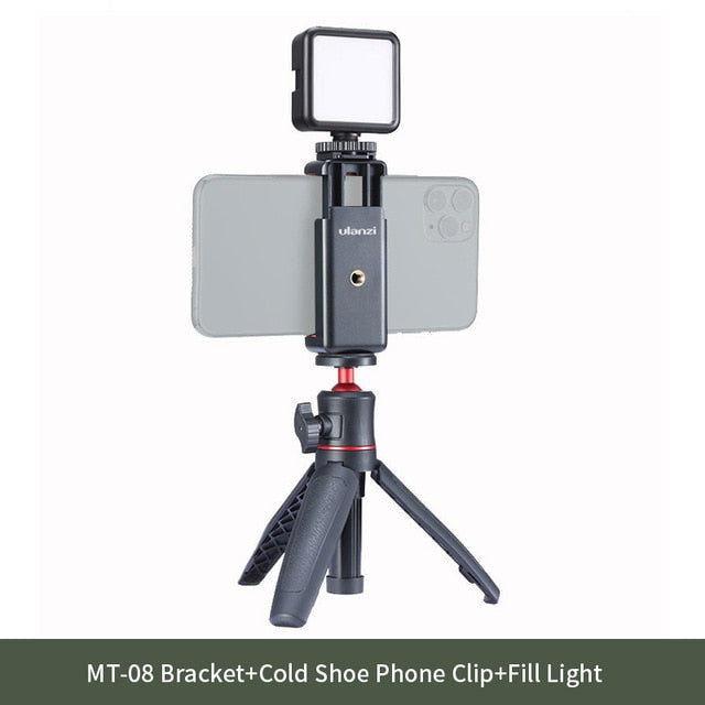 Ulanzi MT-08 DSLR SLR Phone Vlog tripod Cold Shoe Phone Mount Holder for Microphone LED Light Mini Tripod for Sony A6400 A6300