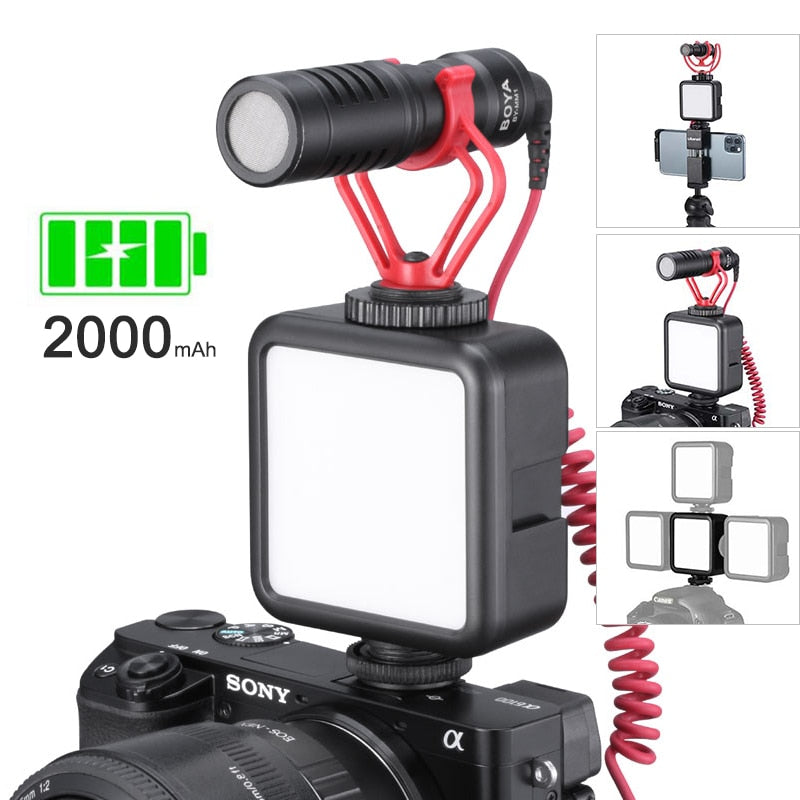 Ulanzi Mini Portable LED Video Light Triple Cold Shoe Rechargeable Vlog Fill Light Photography Lighting Tripod Kit CRI95+