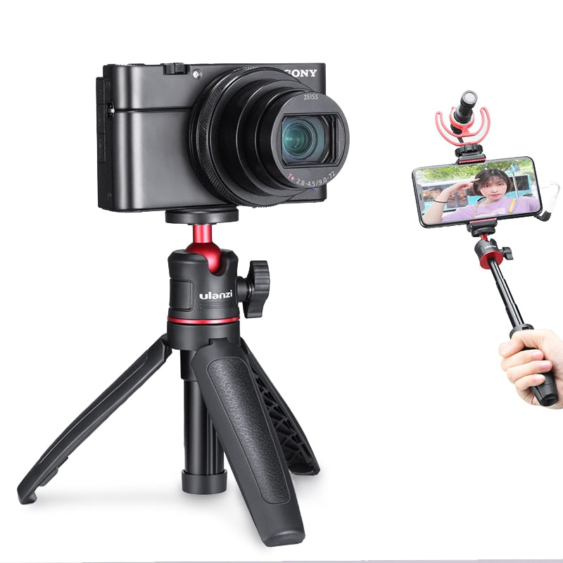 Ulanzi MT-08 DSLR SLR Phone Vlog tripod Cold Shoe Phone Mount Holder for Microphone LED Light Mini Tripod for Sony A6400 A6300