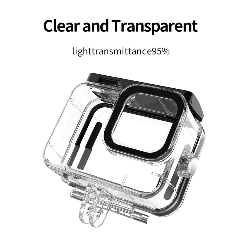 TELESIN 50M Waterproof Case Underwater Tempered Glass Lens Diving Housing Cover for GoPro Hero 9 Black Camera Accessories