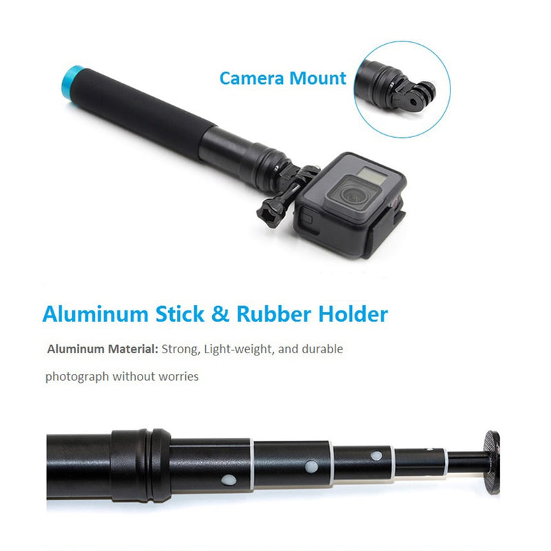 TELESIN Aluminum Alloy Extendable Handheld Selfie Stick Telescoping Pole for GoPro Hero 9 8 7 6 5 OSMO Action Xiaoyi SJCAM Eken