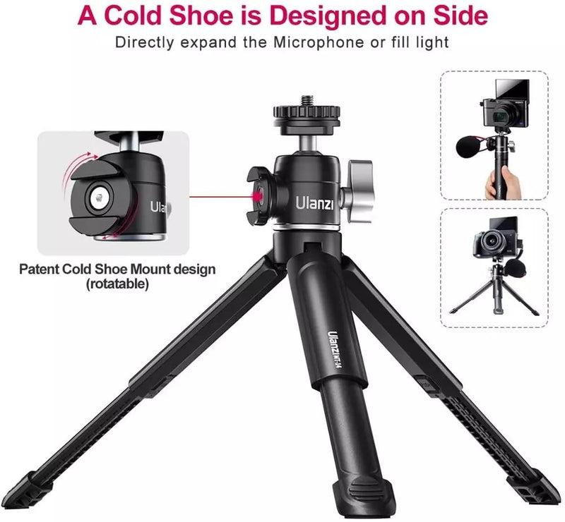 Ulanzi U-Vlog lite Extendable Dual Cold Shoe Ball Head Tripod for smartphone Sony Canon Nikon DSLR Camera Mic Light Accessories