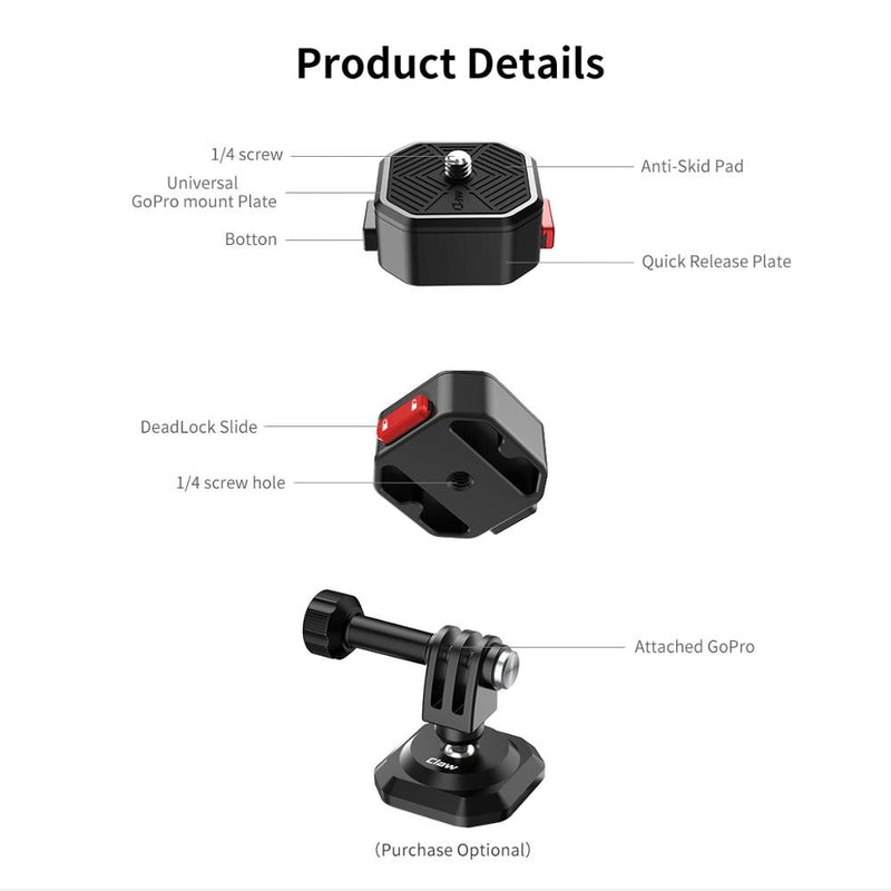 Ulanzi Claw Quick Release Plate Clamp Quick Instal System DSLR Gopro Action Camera Shoulder Strap Belt Clamp Quick Switch Kit