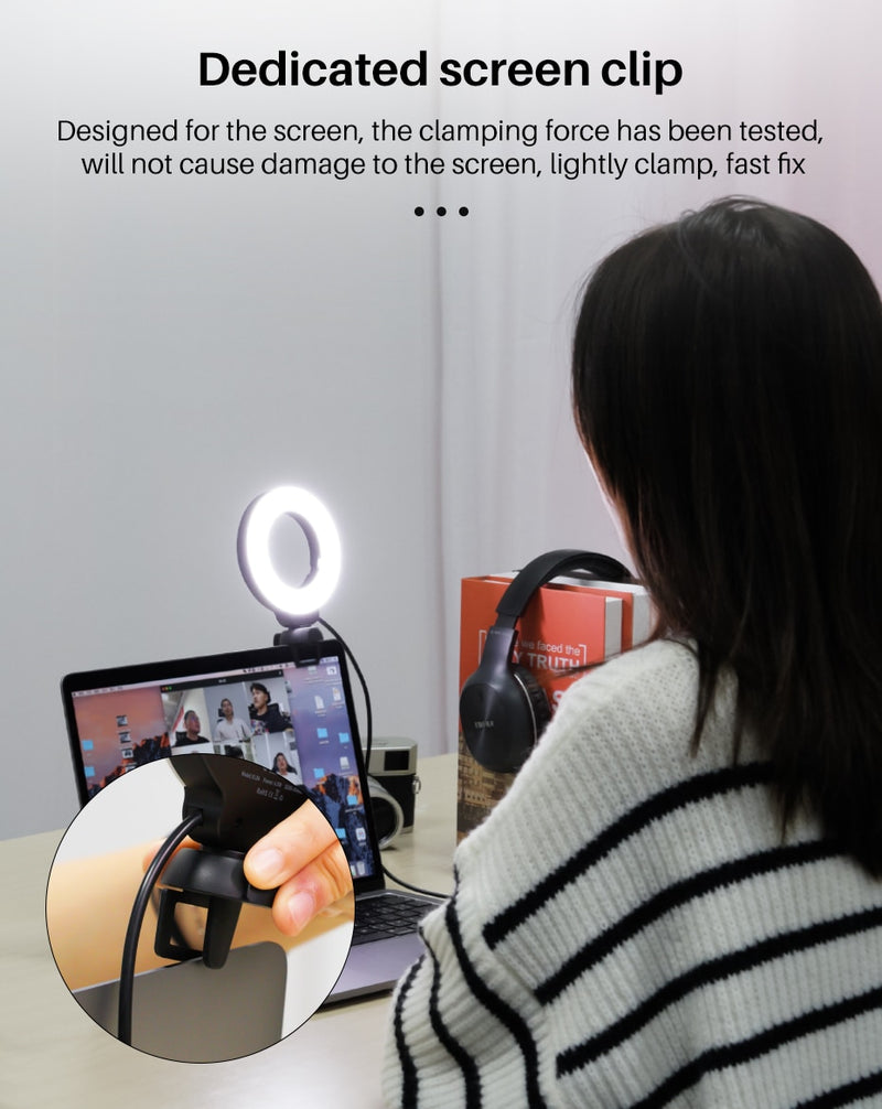 Ulanzi Vijim Laptop Tablet Selfie Ring Light With Clamp Mount Adjustable Ring Light for Tiktok Youtube Live Laptop Light