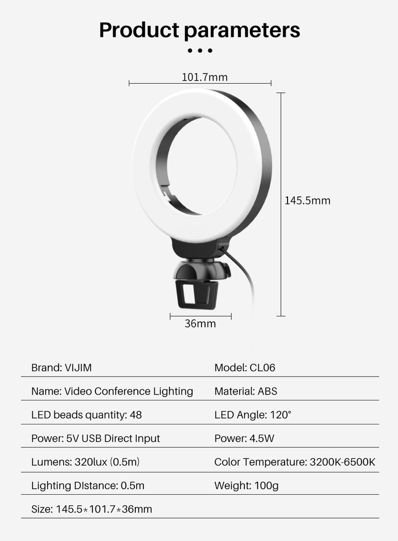 Ulanzi Vijim Laptop Tablet Selfie Ring Light With Clamp Mount Adjustable Ring Light for Tiktok Youtube Live Laptop Light