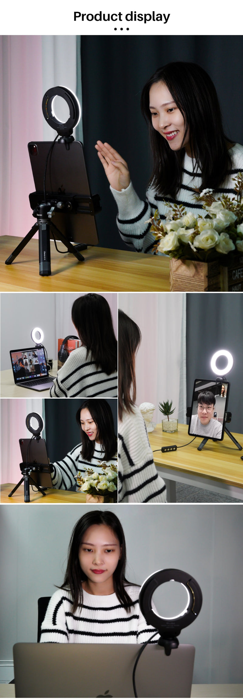 Ulanzi Vijim Laptop Tablet Selfie Ring Light With Clamp Mount Adjustable Ring Light for Tiktok Youtube Live Laptop Light