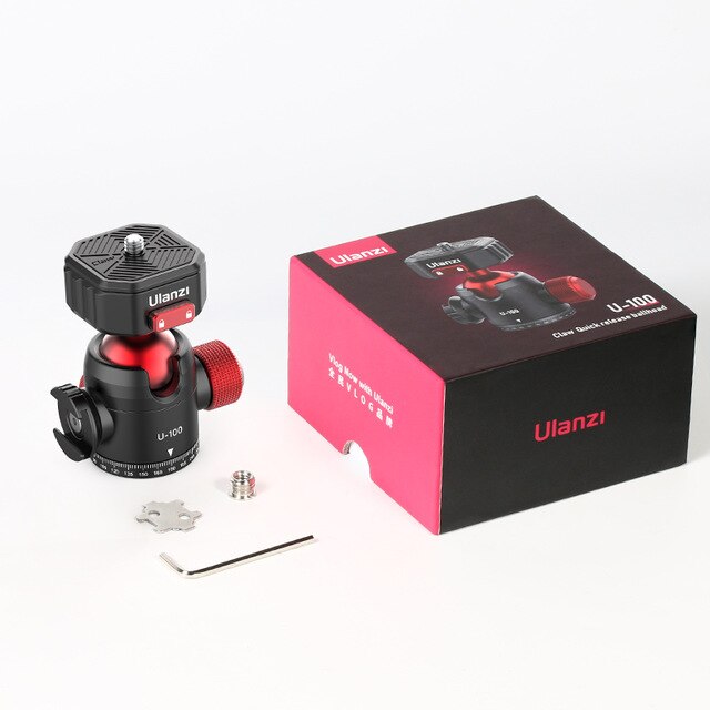 Ulanzi U-100 Quick Release Ballhead Tripod Heads DSLR Gimbal Slider Tripod Quick Switch Ballhead Extend Cold Shoe for LED Light