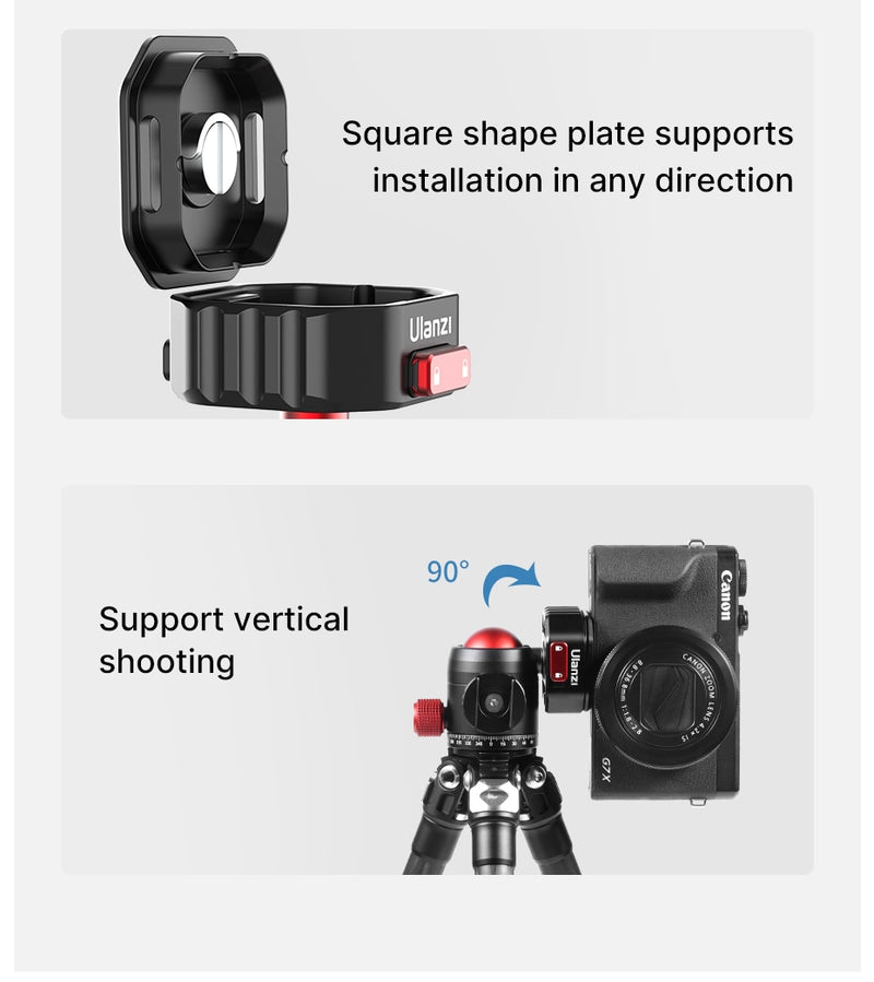 Ulanzi U-100 Quick Release Ballhead Tripod Heads DSLR Gimbal Slider Tripod Quick Switch Ballhead Extend Cold Shoe for LED Light