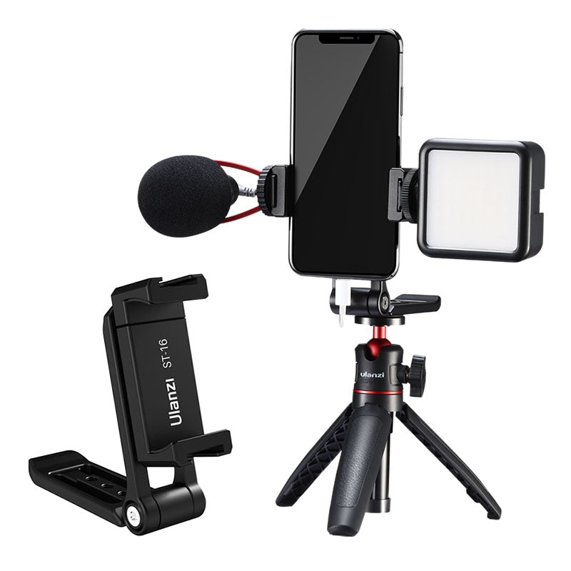 Ulanzi ST-16 Vertical Shooting Phone Mount Holder Metal Vlog Handgrip with Cold Shoe for LED Light Microphone