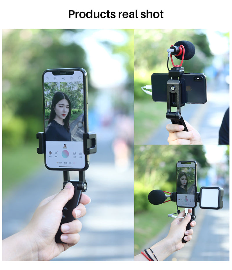 Ulanzi ST-16 Vertical Shooting Phone Mount Holder Metal Vlog Handgrip with Cold Shoe for LED Light Microphone