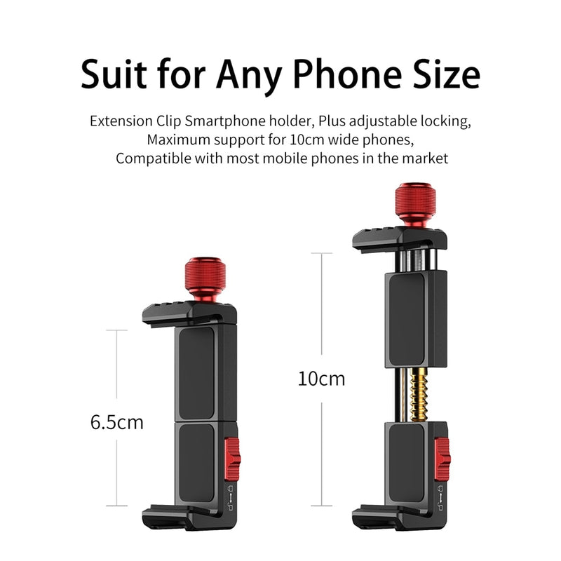 Ulanzi ST-14 Iron Man III Vertical Shooting Metal Smartphone Mount Holder Cold Shoe Tripod Mount for LED Light Mic Vlog Mount