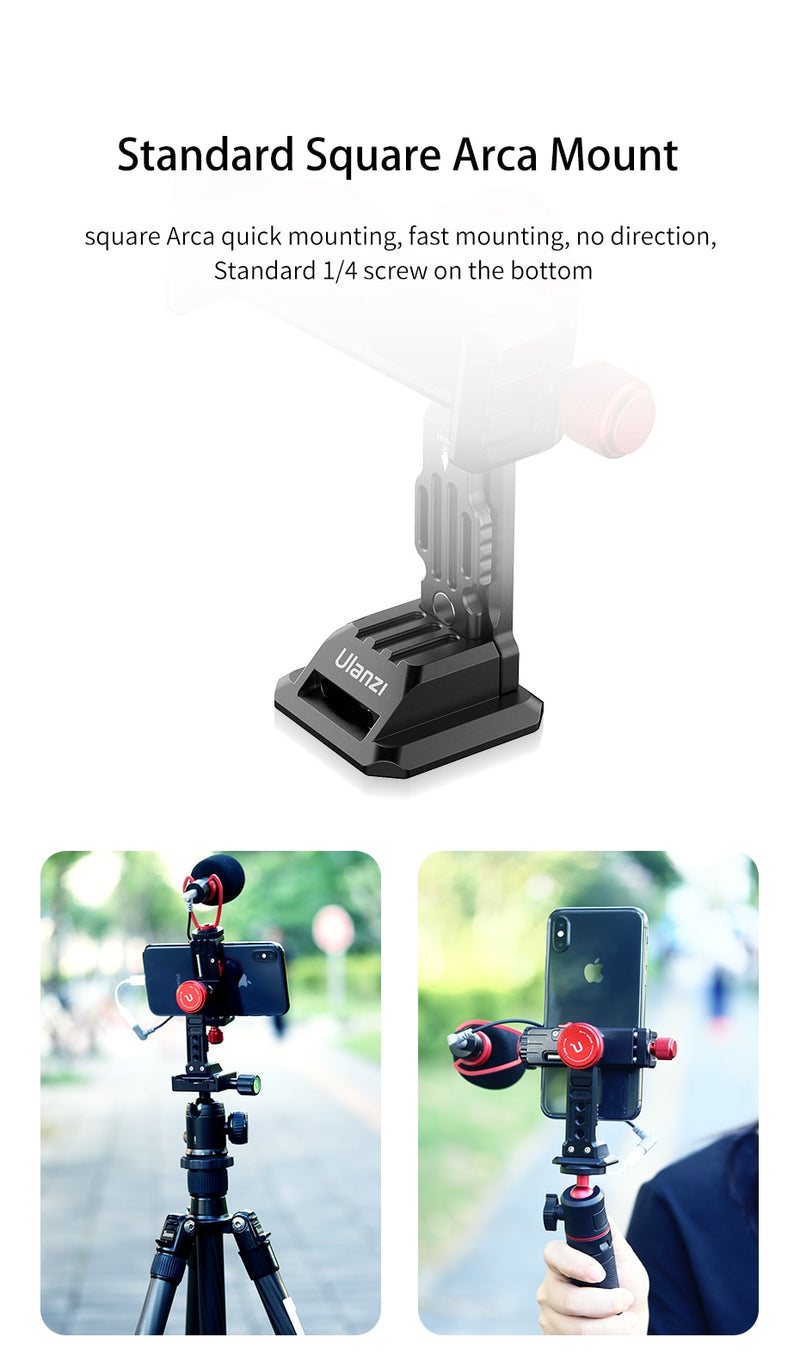 Ulanzi ST-14 Iron Man III Vertical Shooting Metal Smartphone Mount Holder Cold Shoe Tripod Mount for LED Light Mic Vlog Mount