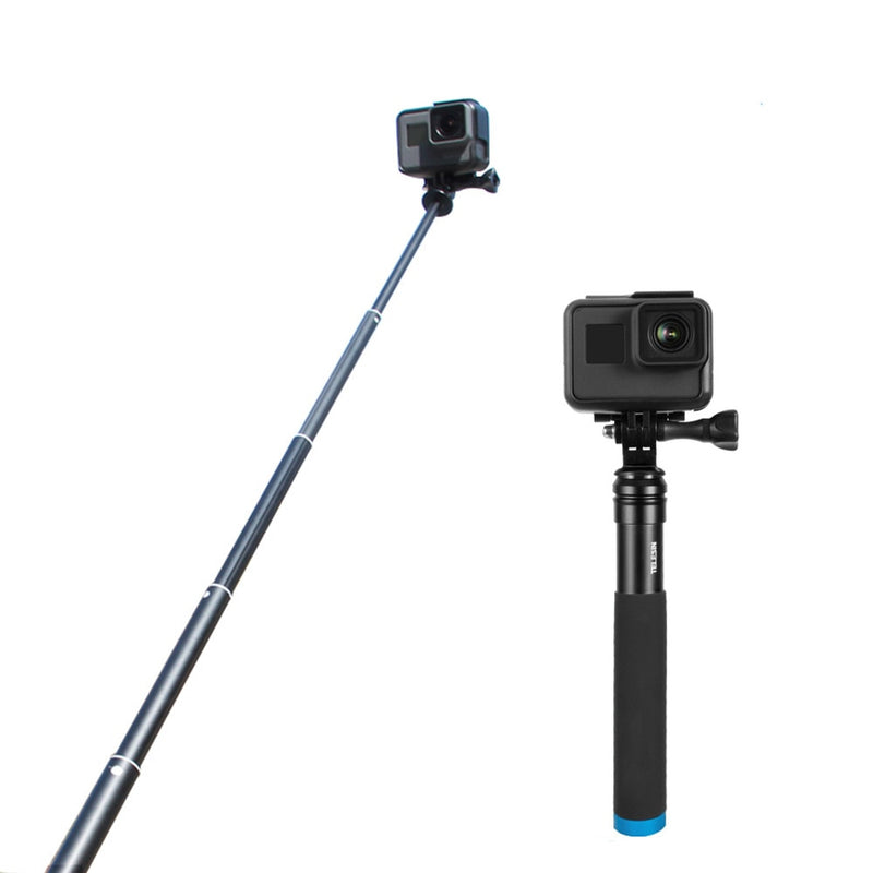 TELESIN Aluminum Alloy Extendable Handheld Selfie Stick Telescoping Pole for GoPro Hero 9 8 7 6 5 OSMO Action Xiaoyi SJCAM Eken